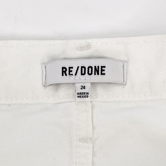 RE/DONE 90s High Rise Loose Jeans Size 24 White Distressed Ripped Denim - Picture 7 of 9